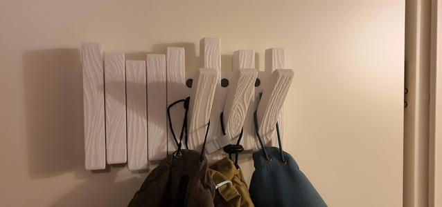 Folding coat rack in wood look, print in place
