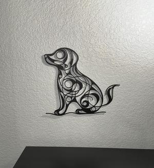 Swirl Dog Flowing Line Wall Art Decor