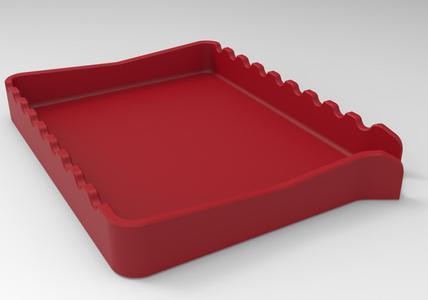 Parts tray with pour funnel
