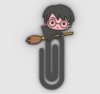 harry potter on broom - Paper clip, bookmark - 3MF pre-painted , STL