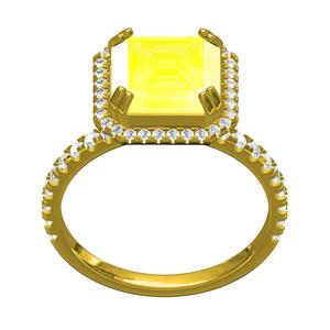 Emerald Cut Double Prong Diamond Halo Engagement Ring