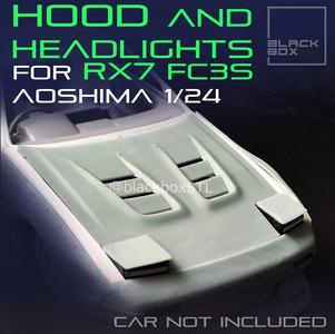 HOOD and HEADLIGHT SET FOR RX7 FC3 AOSHIMA 1-24 MODELKIT