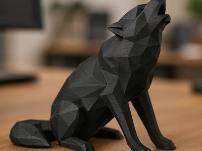 Low poly black Wolf