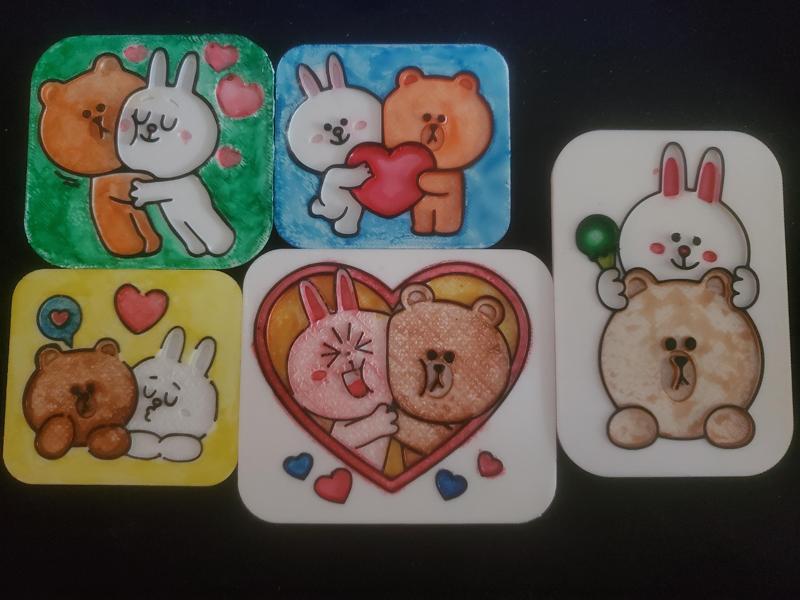 Rabbit and Bear painting tiles