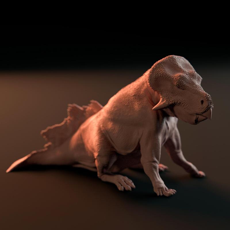 Leptoceratops sitting 1-35 scale pre-supported dinosaur FREE