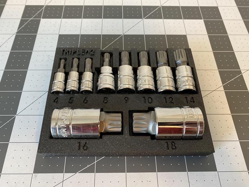 Lexivon Triple Square Spline Socket Set Holder