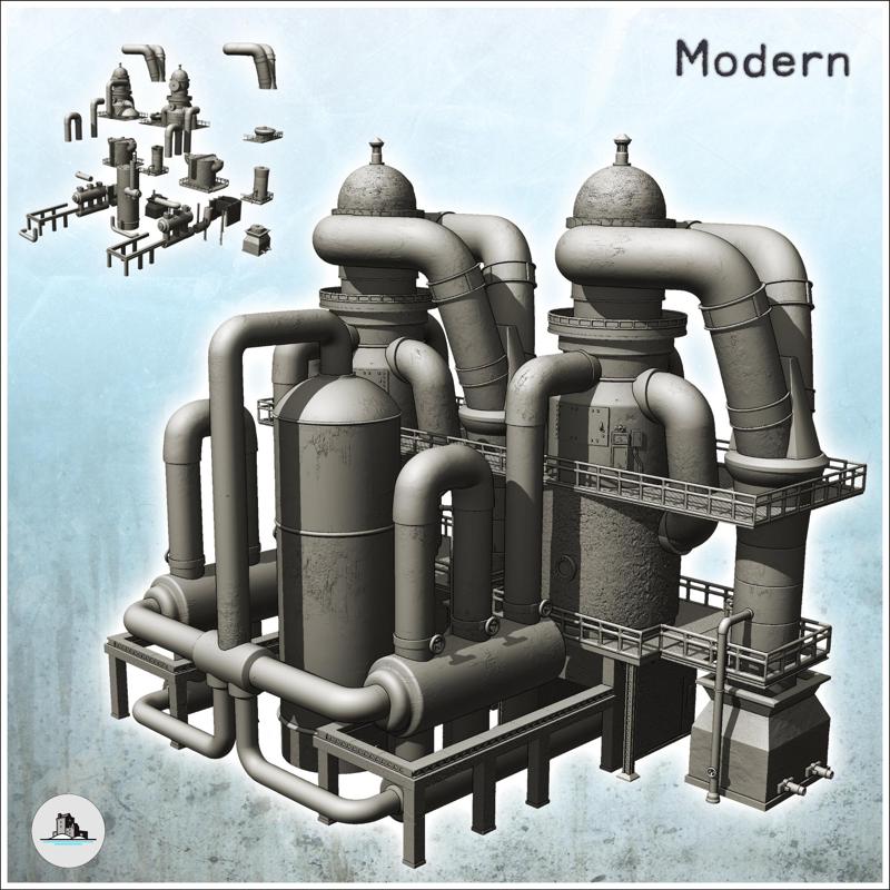 Large industrial refinery with pipe and vessel systems (19) - Modern WW2 WW1 World War Diaroma Wargaming RPG Mini Hobby