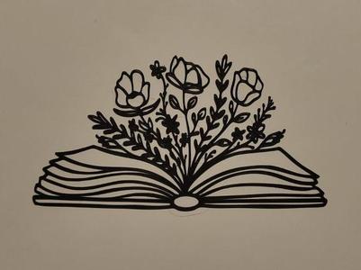 book and flowers wall art