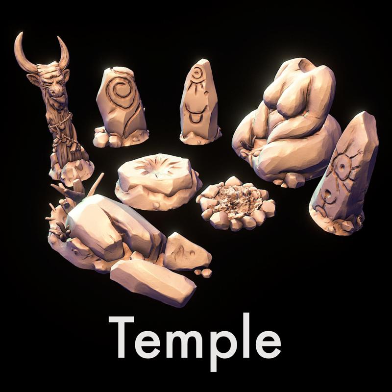 Medieval pagan temple set