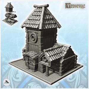 Medieval wooden building with everything and support column (19) - Medieval Gothic Feudal Old Archaic Saga 28mm 15mm RPG