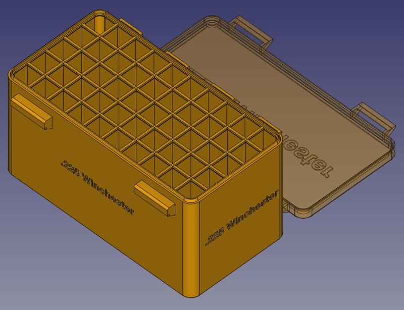 .225 Winchester  Head Up, Snug Double Snap Latch Modular Ammo Box