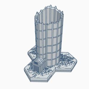 Modern Ruined Grain Silo with Hex Base MRHB023