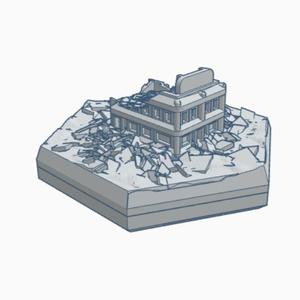 Modern Ruined Small Store Hex Map Scale HMSMR027