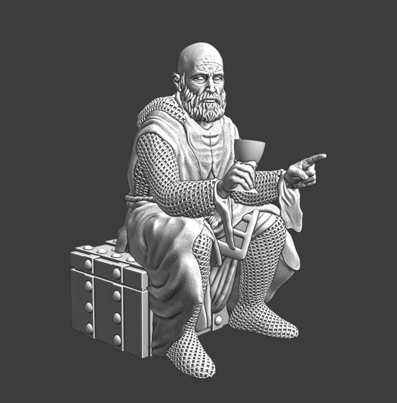 Medieval crusader telling stories at the campfire