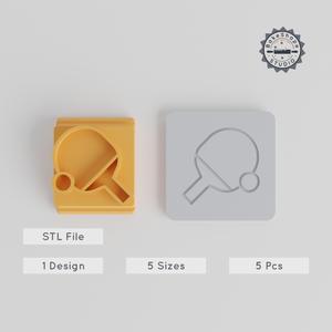 Table Tennis Stamp Tile Set, 5 Sizes Motif, Perfect for Clay, Cookies & Fondant PRODUCT_2434