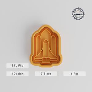 Rocket Launch Shape Cutter & Stamp Set, Perfect for Cookies & Fondant, Includes 3 Sizes, Spacecraft, Rocket Blast Theme PRODUCT_3259