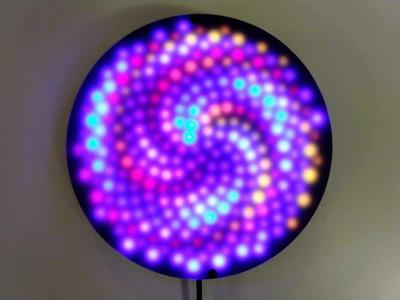 Fibonacci256 Open Case with 3mm Acrylic Diffuser - 166mm disc with 256 WS2812B RGB LEDs and Wi-Fi
