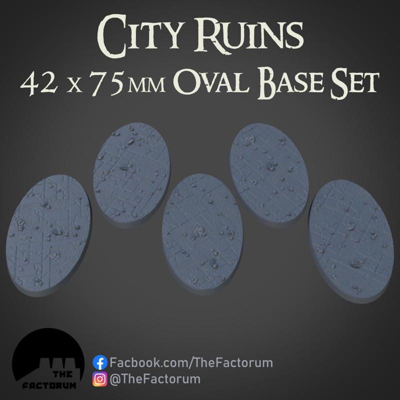 42 x 75mm OVAL CITY RUINS BASE SET (SUPPORTED)