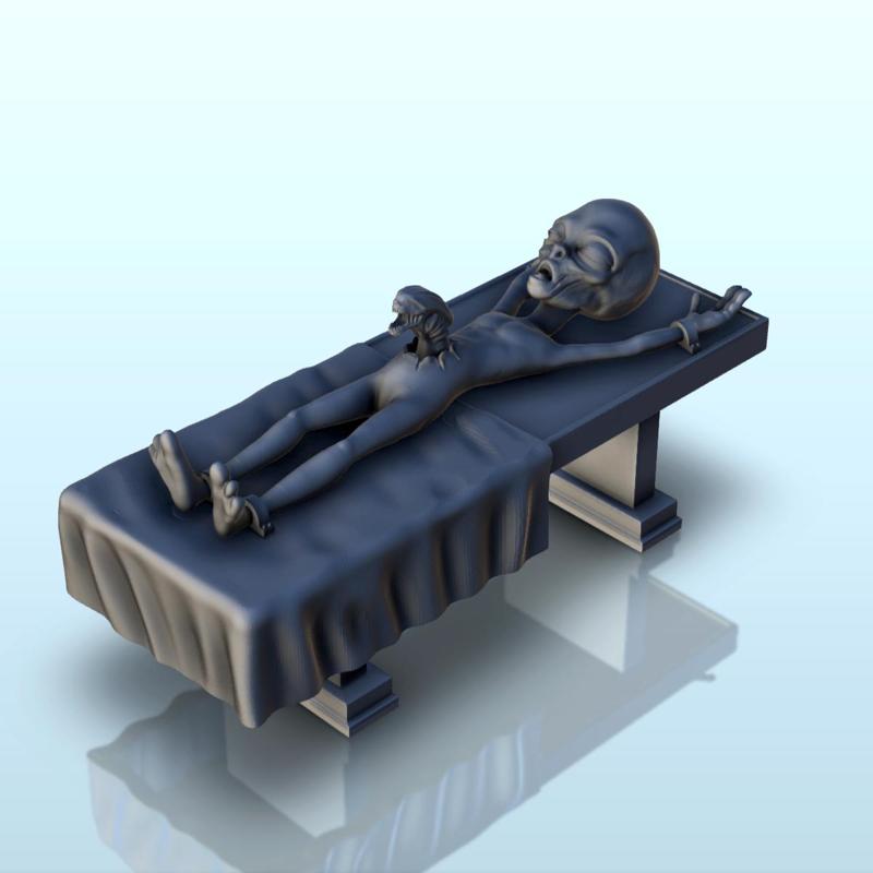 Alien on operating table with baby-alien (11) (+ pre-supported version & rounded base) - SF Warhordes ET extraterrest Confrontation