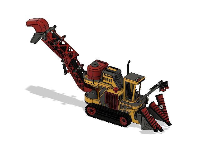 Yellow Sugarcane Harvester With Movements