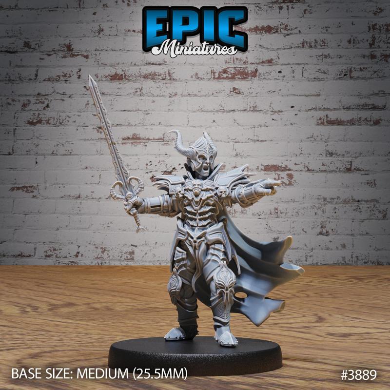 Black Guard Knight Pointing ‧ DnD Miniature ‧ Tabletop Miniatures ‧ Gaming Monster ‧ 3D Model ‧ RPG ‧ DnDminis ‧ STL FILE
