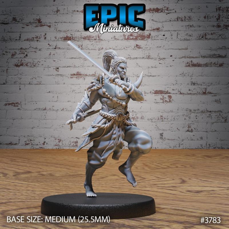 Oni Adventurer Attack ‧ DnD Miniature ‧ Tabletop Miniatures ‧ Gaming Monster ‧ 3D Model ‧ RPG ‧ DnDminis ‧ STL FILE