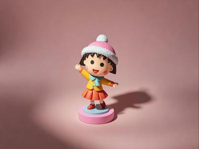 Chibi Maruko-chan with a Hat - Cute Anime Q-version Toy Figure Ornament