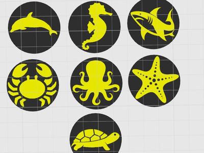 Stamps for kids. painting/playing - ocean animals