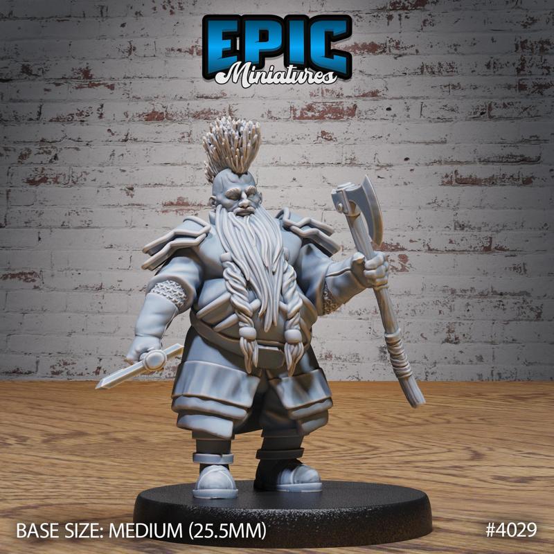 Villager Dwarf Warrior ‧ DnD Miniature ‧ Tabletop Miniatures ‧ Gaming Monster ‧ 3D Model ‧ RPG ‧ DnDminis ‧ STL FILE