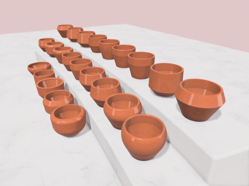 Collection of 23 Round Minimalist Planter Pots