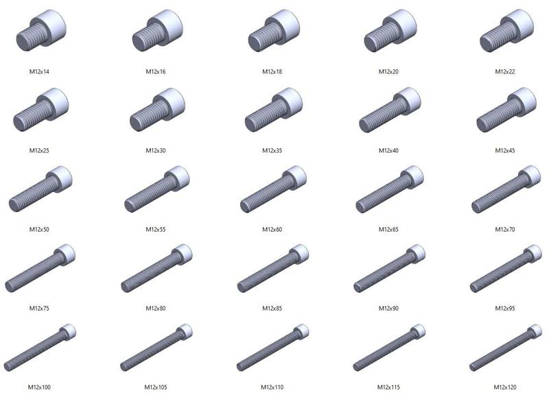 M12 screws DIN 912 VG + M12 nut DIN934 Nut Screw