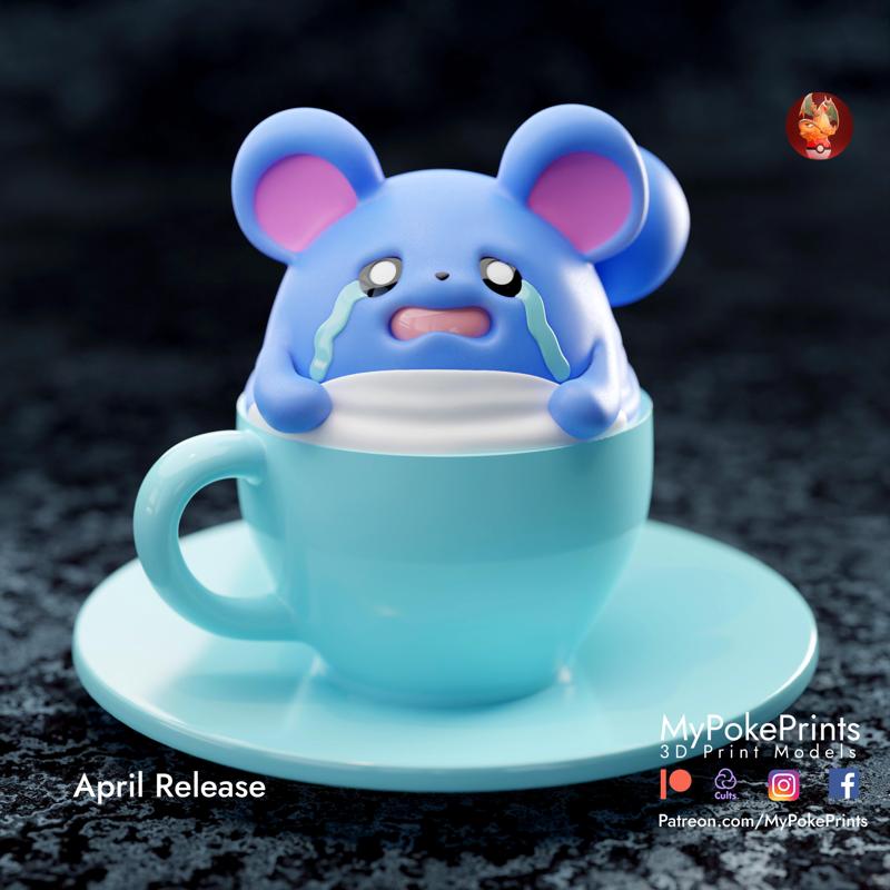 Coffee cup Marill - presupported model with 3mf multicolor