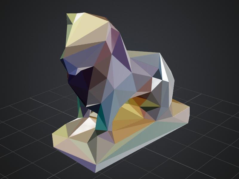 Low Polygon Lion on Stone Slab