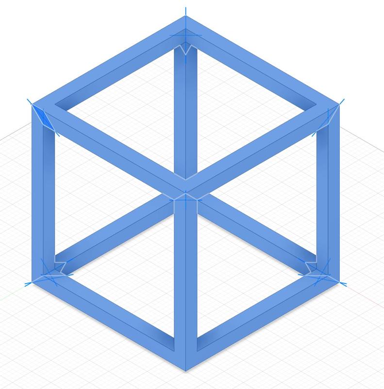 Cube wiremodel eith multiple intersections