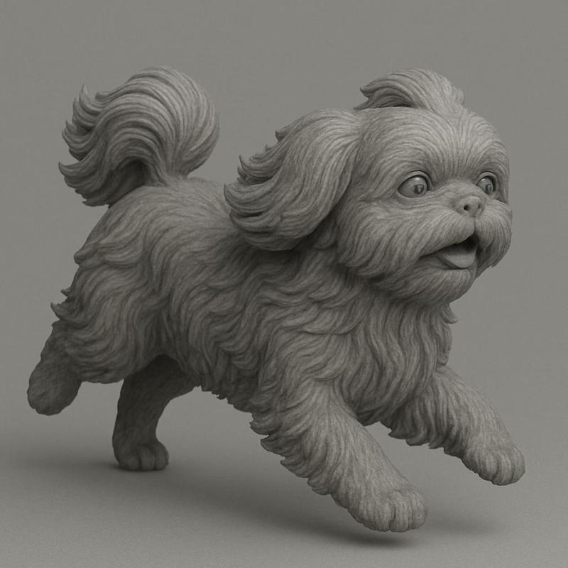 Shih Tzu Dog 3D STL Model – High-Detail Sculpted Fur for Printing