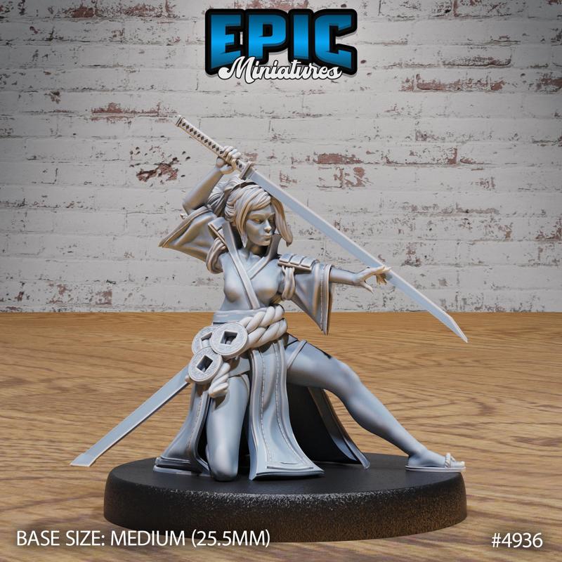 Samura Woman Defence ‧ DnD Miniature ‧ Tabletop Miniatures ‧ Gaming Monster ‧ 3D Model ‧ RPG ‧ DnDminis ‧ STL FILE