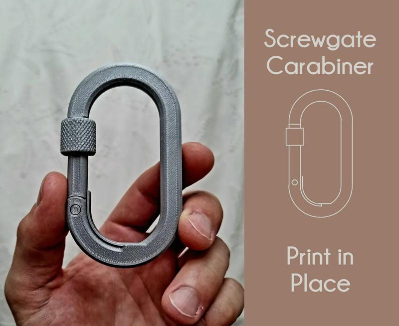 Screwgate Carabiner (Print-in-place)