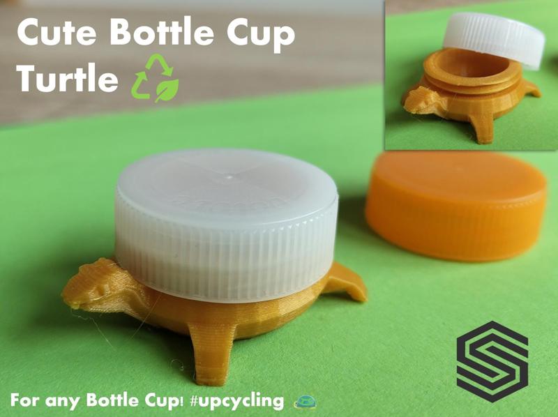 Cute Any Bottle Cap Turtle - Upcycling Print