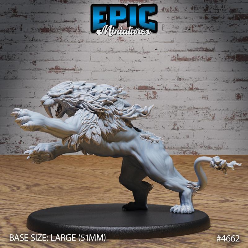 Sabertooth Beast Attack ‧ DnD Miniature ‧ Tabletop Miniatures ‧ Gaming Monster ‧ 3D Model ‧ RPG ‧ DnDminis ‧ STL FILE