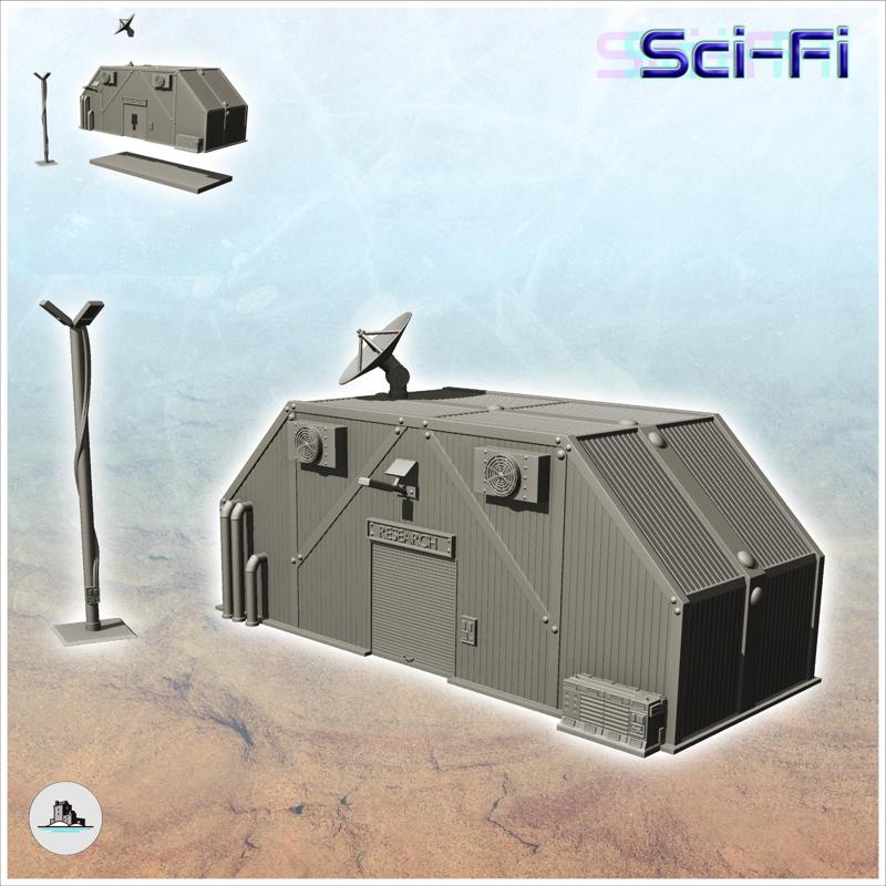 Futuristic command post with antenna and lamp post (24) - Future Sci-Fi SF Post apocalyptic Tabletop Scifi