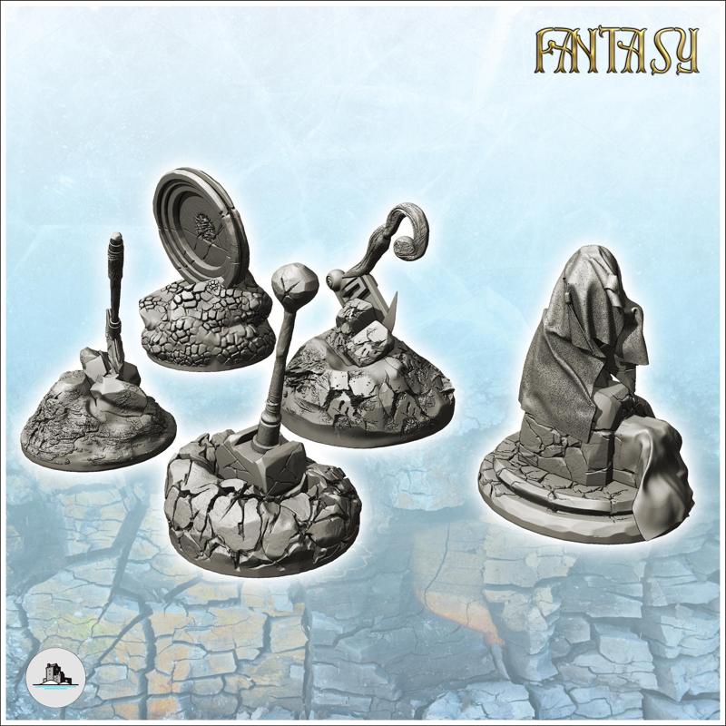 Fantasy accessory set with hammer and shield (1) - Ancient Fantasy Magic Greek Roman Old Archaic Saga RPG DND