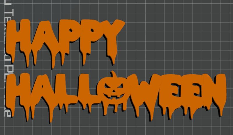 Happy Halloween 3D Text - Orange and Black