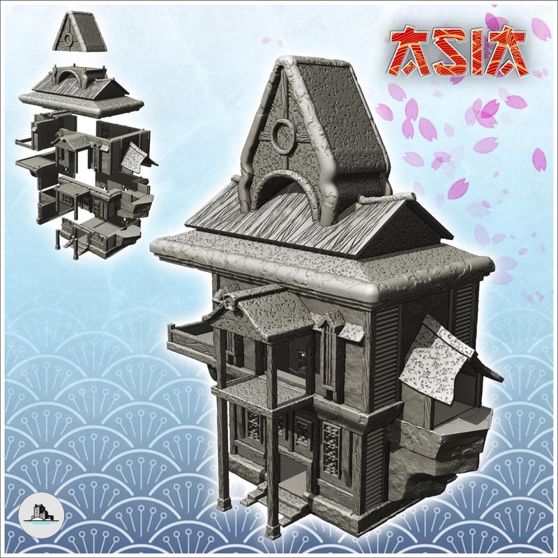 Oriental building with terrace and access staircase (3) - Medieval Asia Feudal Asian Traditionnal Ninja Oriental