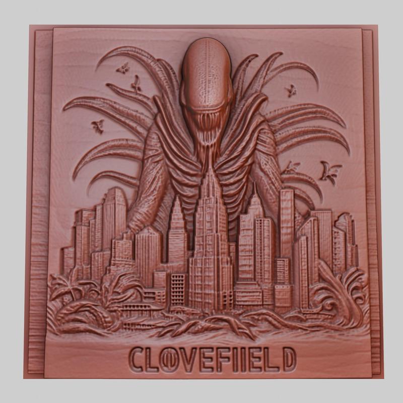 Cloverfield 3d printer relief medallion obj stl