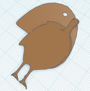 Very Flat Turkey Keychain