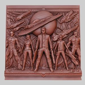 Guardians of the Galaxy 3d printer relief medallion obj stl