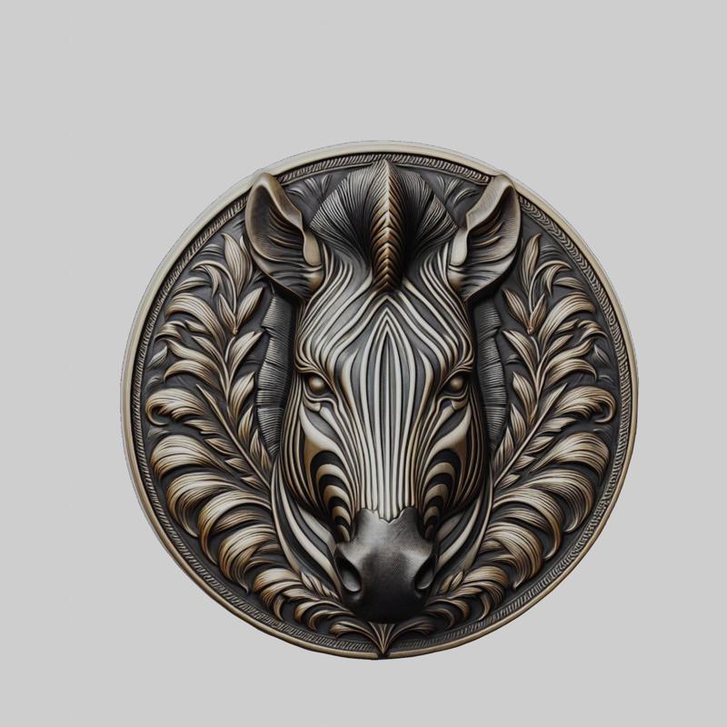 Zebra Animal Head Zebra Animal Medallion for CNC Router Laser & 3D Printer