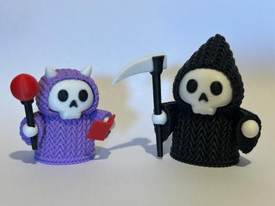 Cute Knitted Grim Reaper & Wizard 