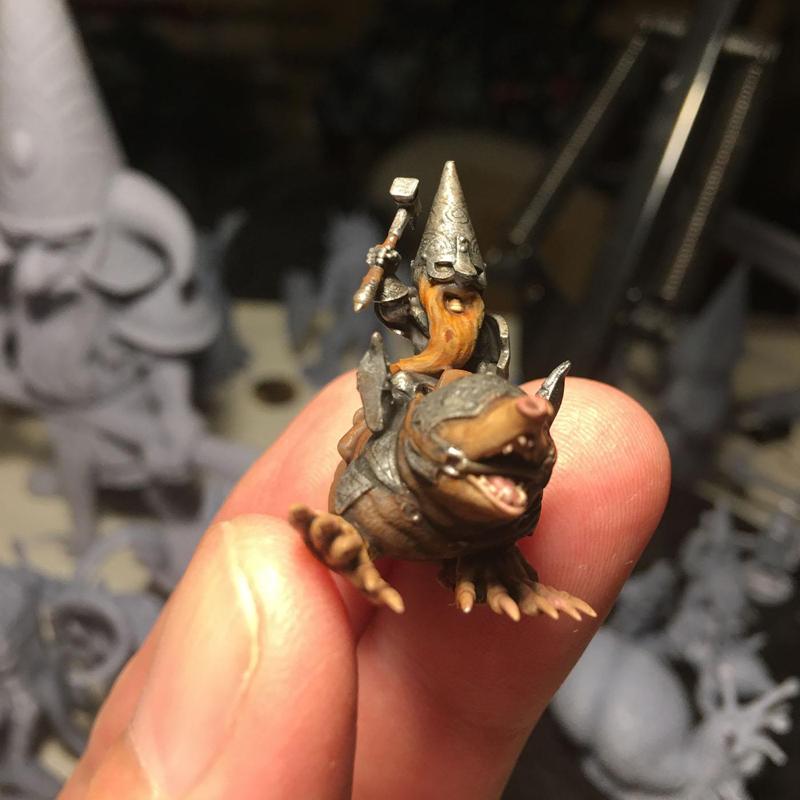 Gnome Mole Rider, Fantasy Tabletop RPG Miniature