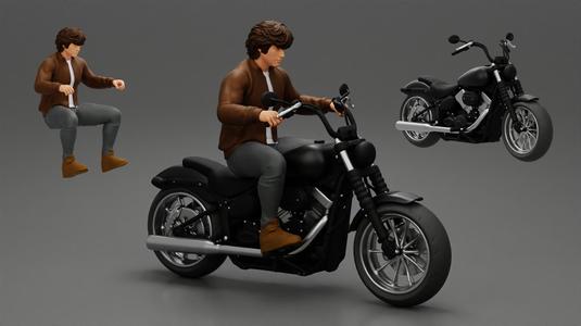 Young man riding a motorbike - Separated and non separated